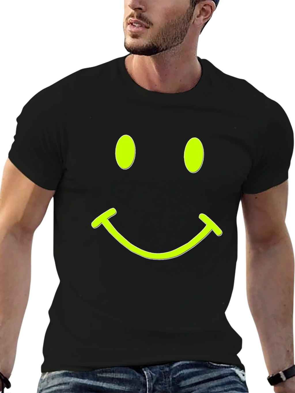Smiley Face Black T-Shirt - Express Your Happy Side!