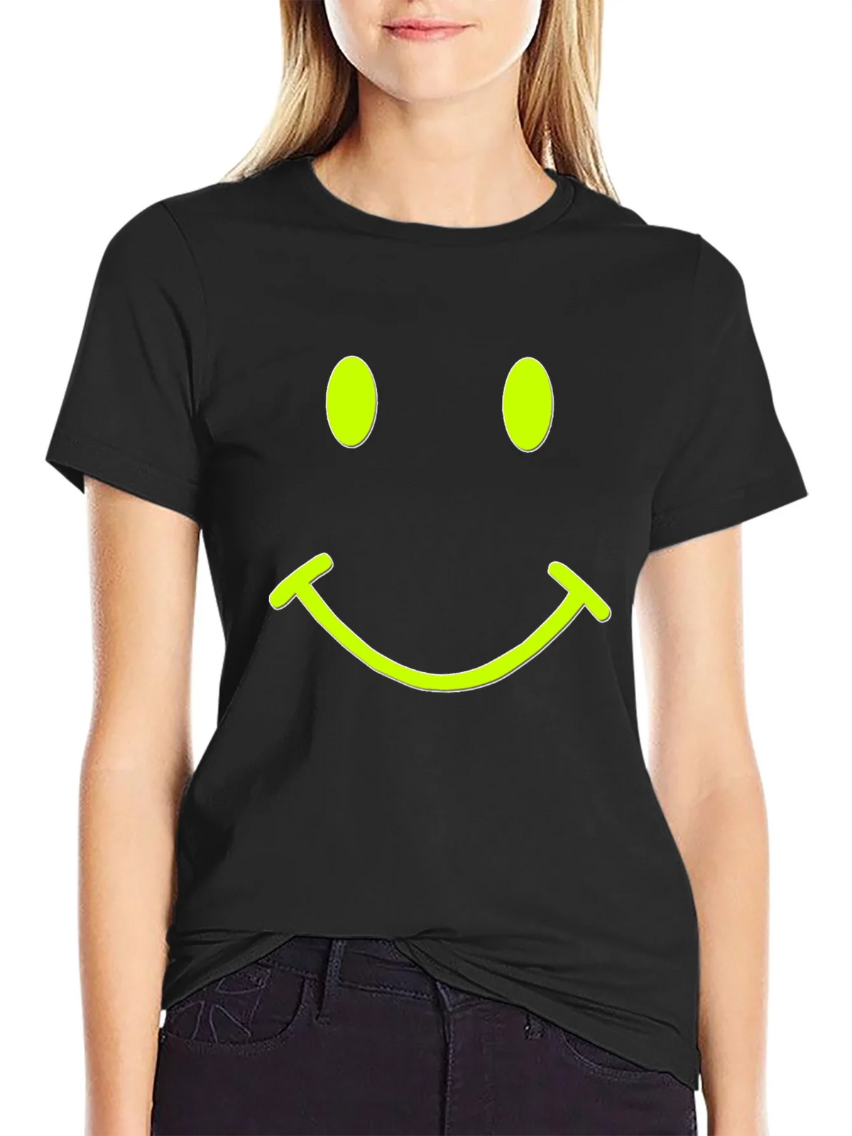 Smiley Face Black T-Shirt - Express Your Happy Side!