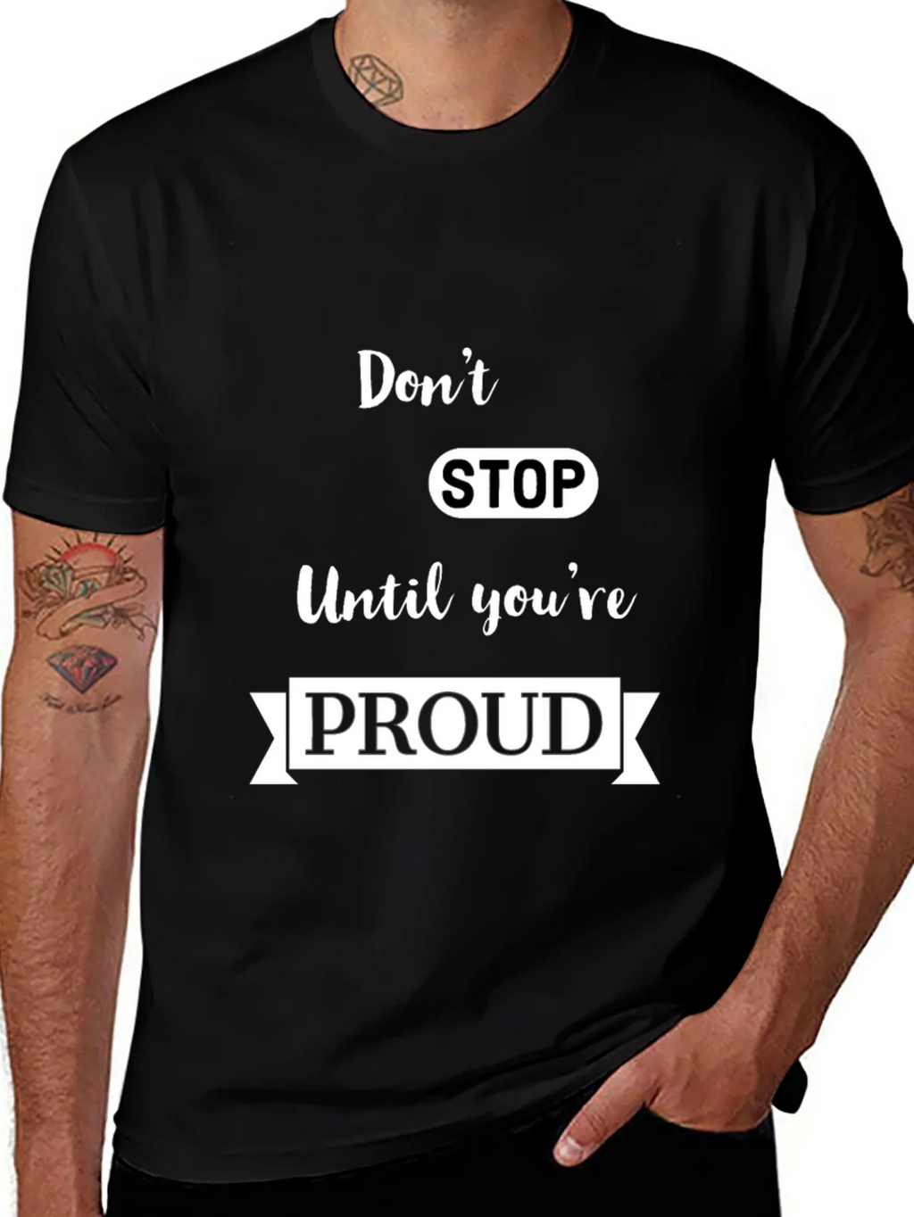 Motivational Dont Stop Black T-Shirt