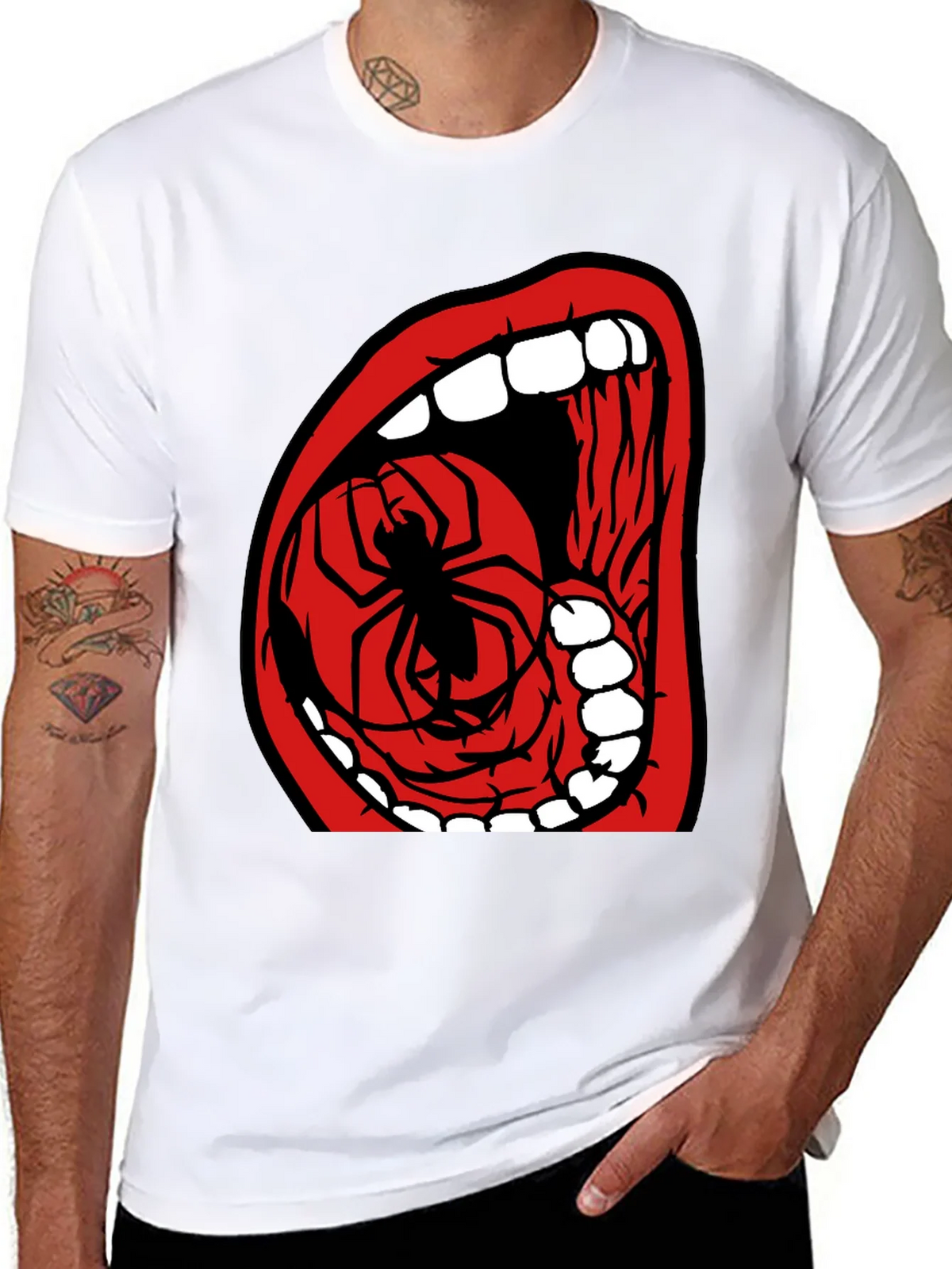 Spider Mouth Graphic Tee - Black Cotton