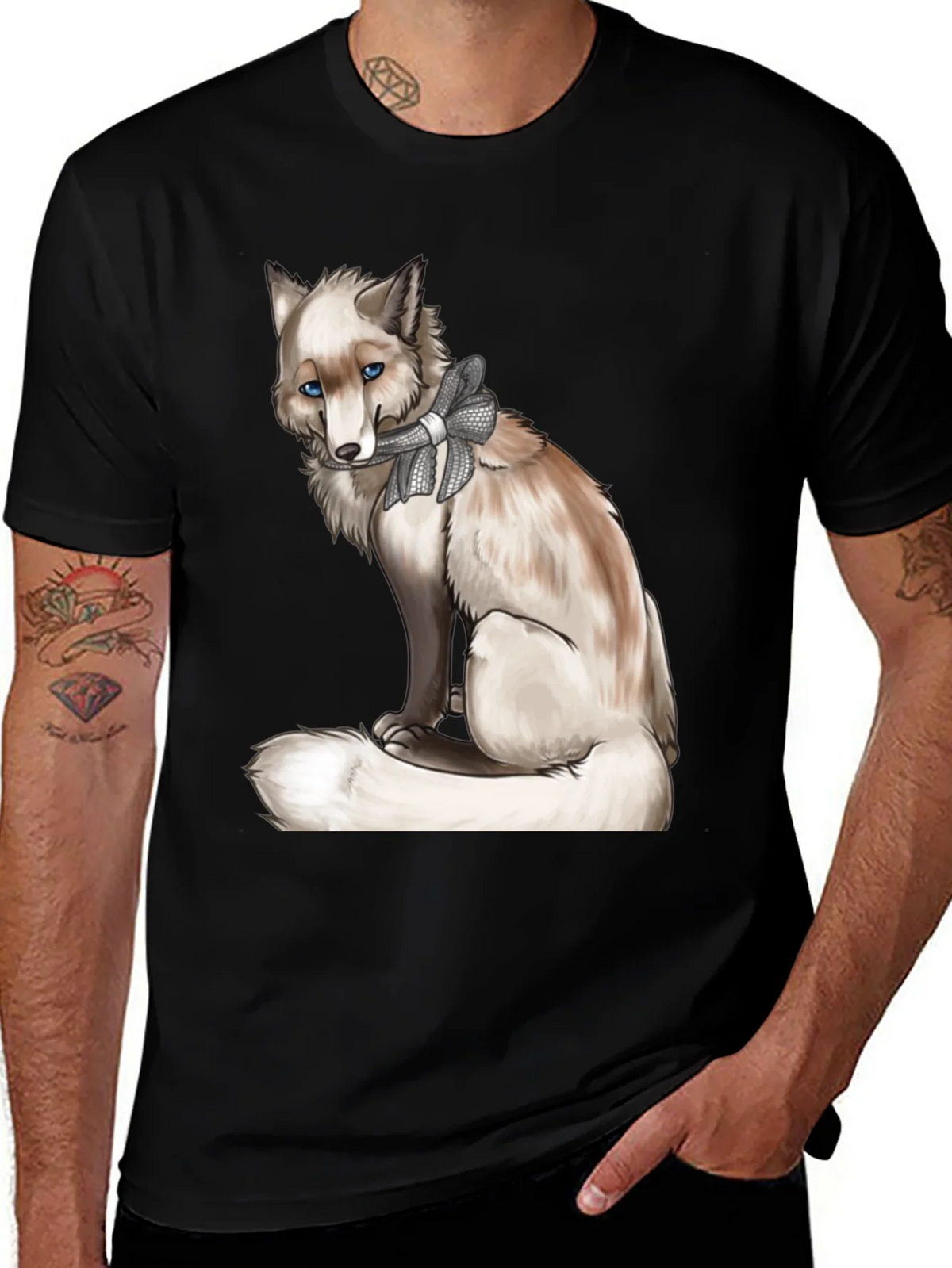 Fox with Bow T-Shirt - Stylish Animal Graphic Tee