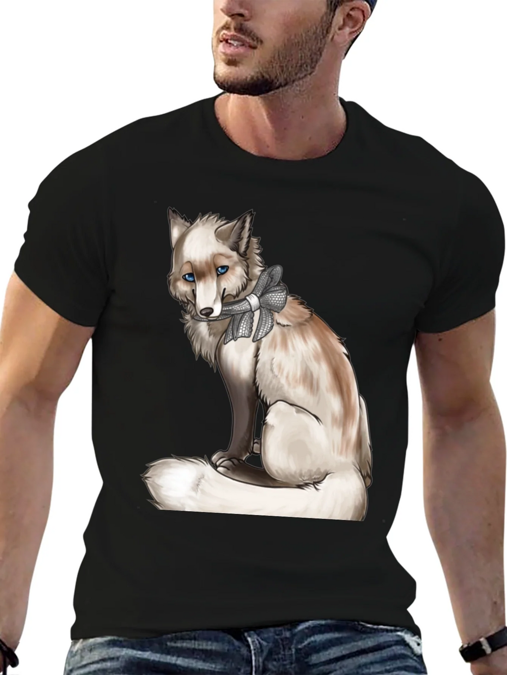 Fox with Bow T-Shirt - Stylish Animal Graphic Tee