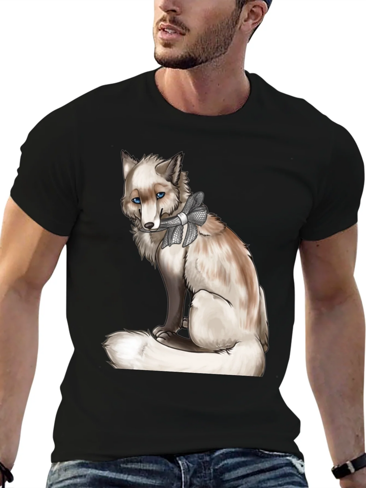 Fox with Bow T-Shirt - Stylish Animal Graphic Tee