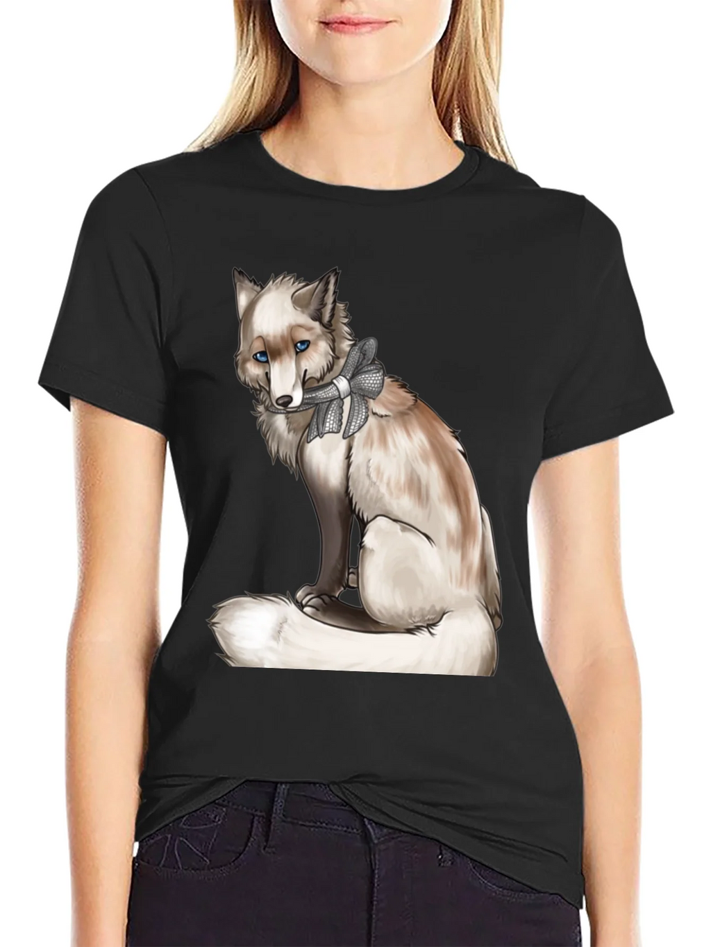 Fox with Bow T-Shirt - Stylish Animal Graphic Tee
