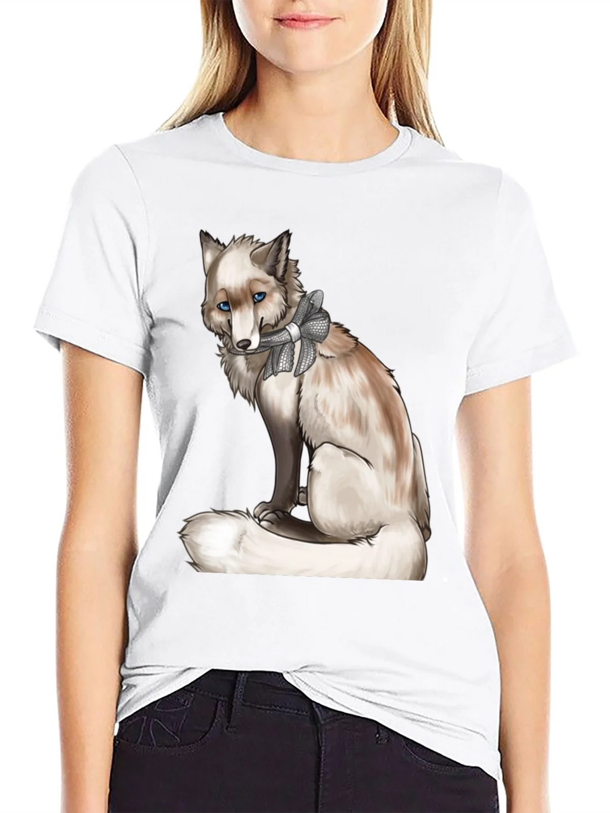 Fox with Bow T-Shirt - Stylish Animal Graphic Tee
