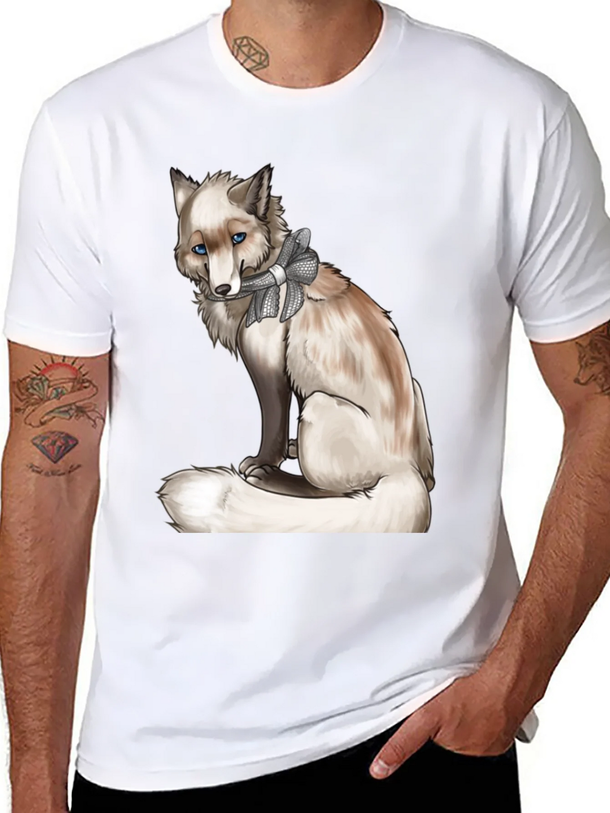 Fox with Bow T-Shirt - Stylish Animal Graphic Tee