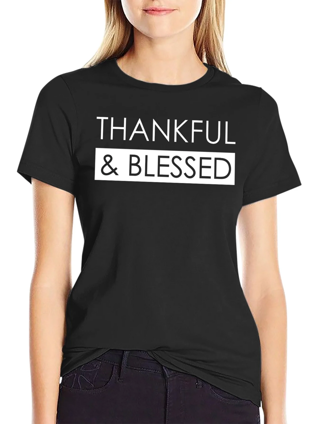 Thankful & Blessed Black Graphic Tee