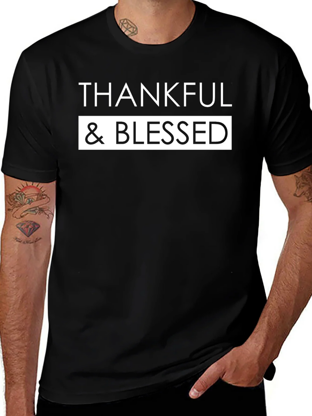 Thankful & Blessed Black Graphic Tee