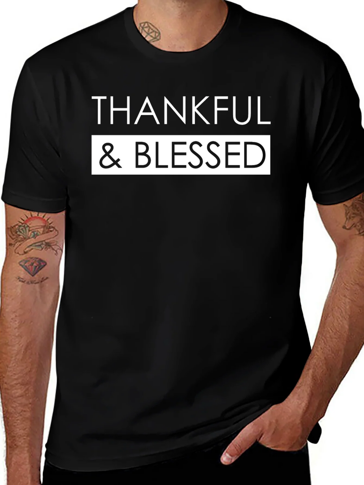 Thankful & Blessed Black Graphic Tee