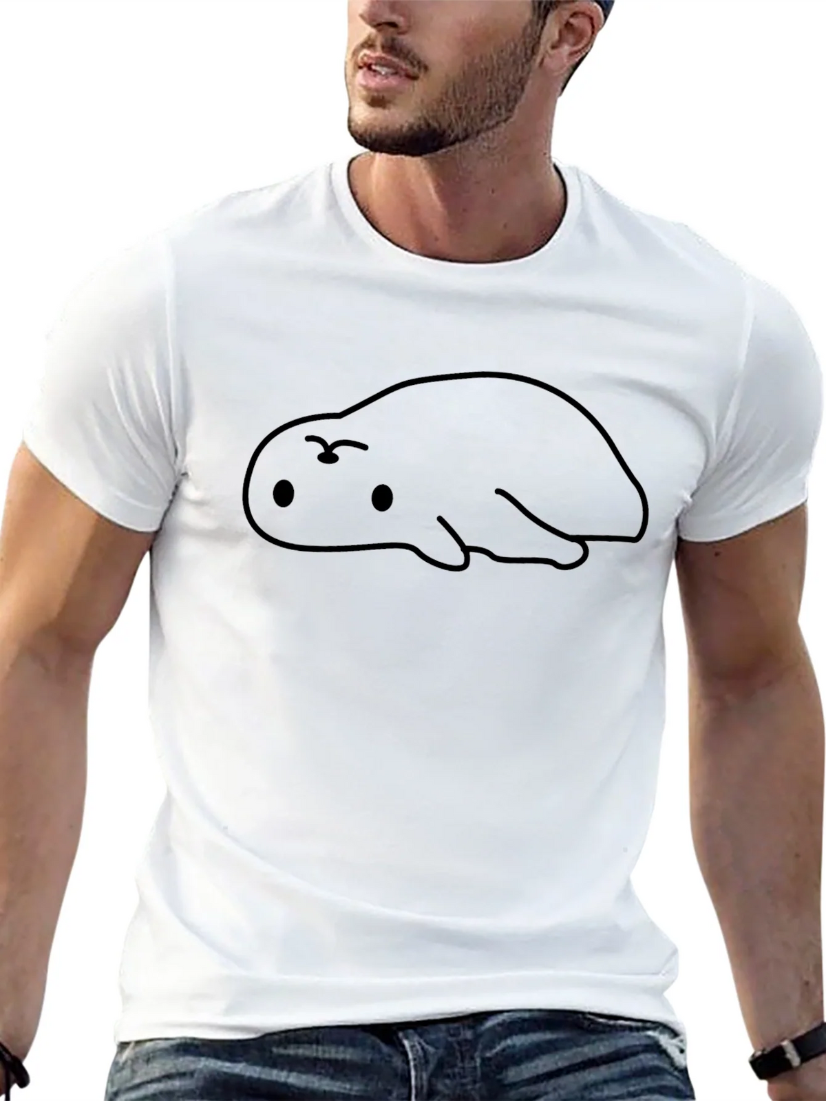Cute Blob Creature Graphic Black T-Shirt