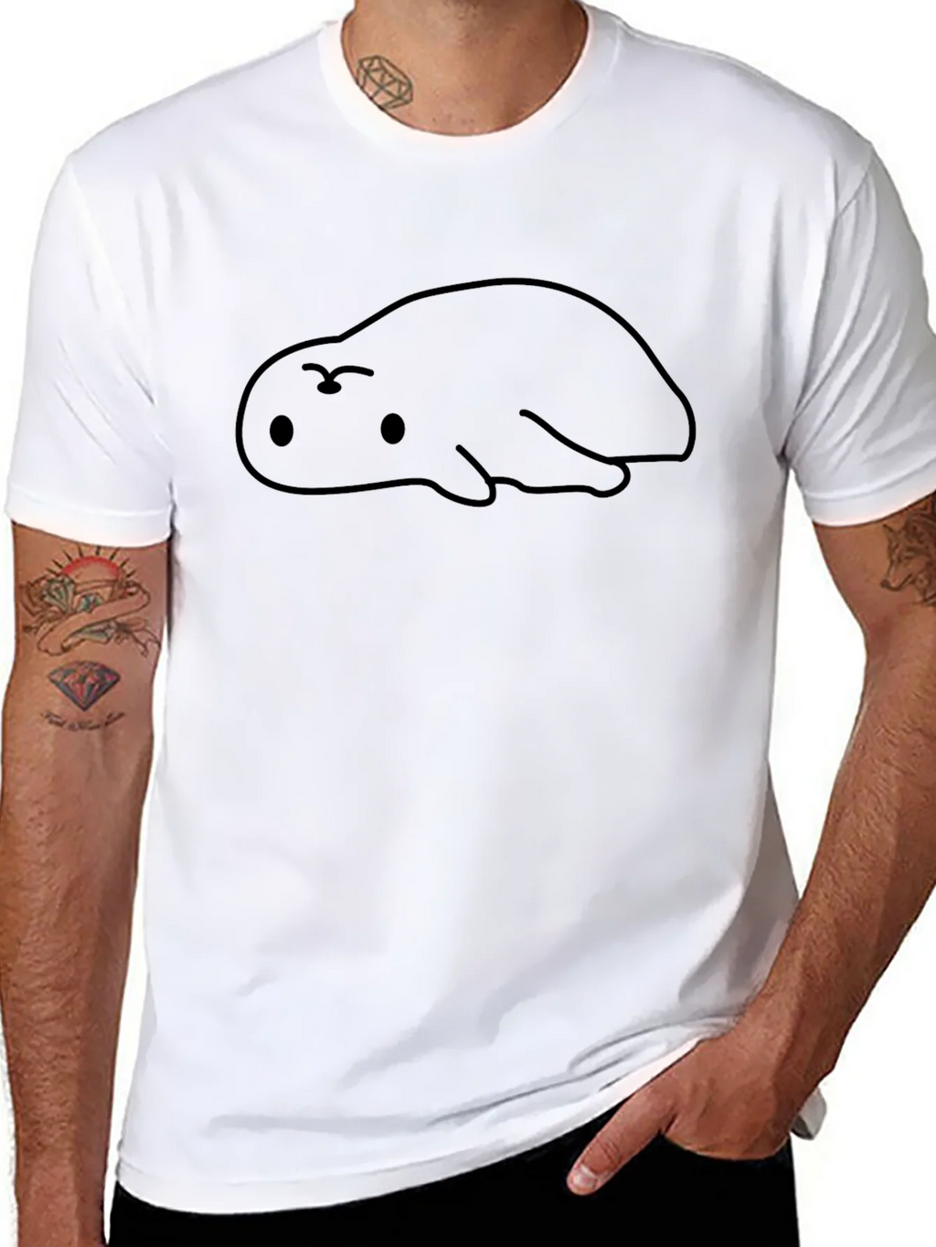 Cute Blob Creature Graphic Black T-Shirt