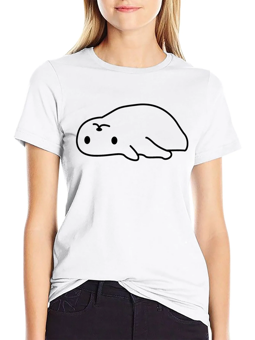 Cute Blob Creature Graphic Black T-Shirt