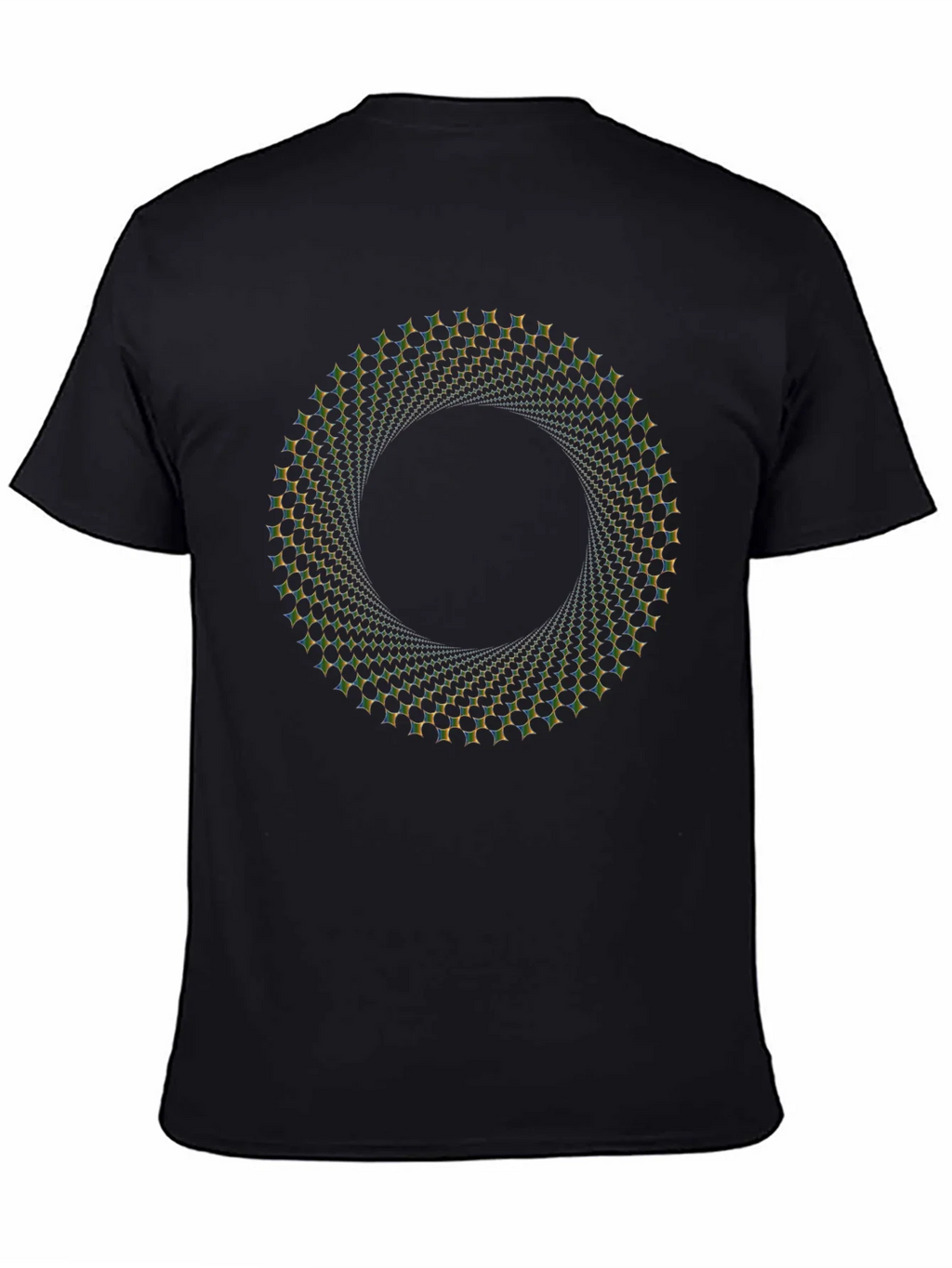 Optical Illusion Vortex Circle Black T-Shirt