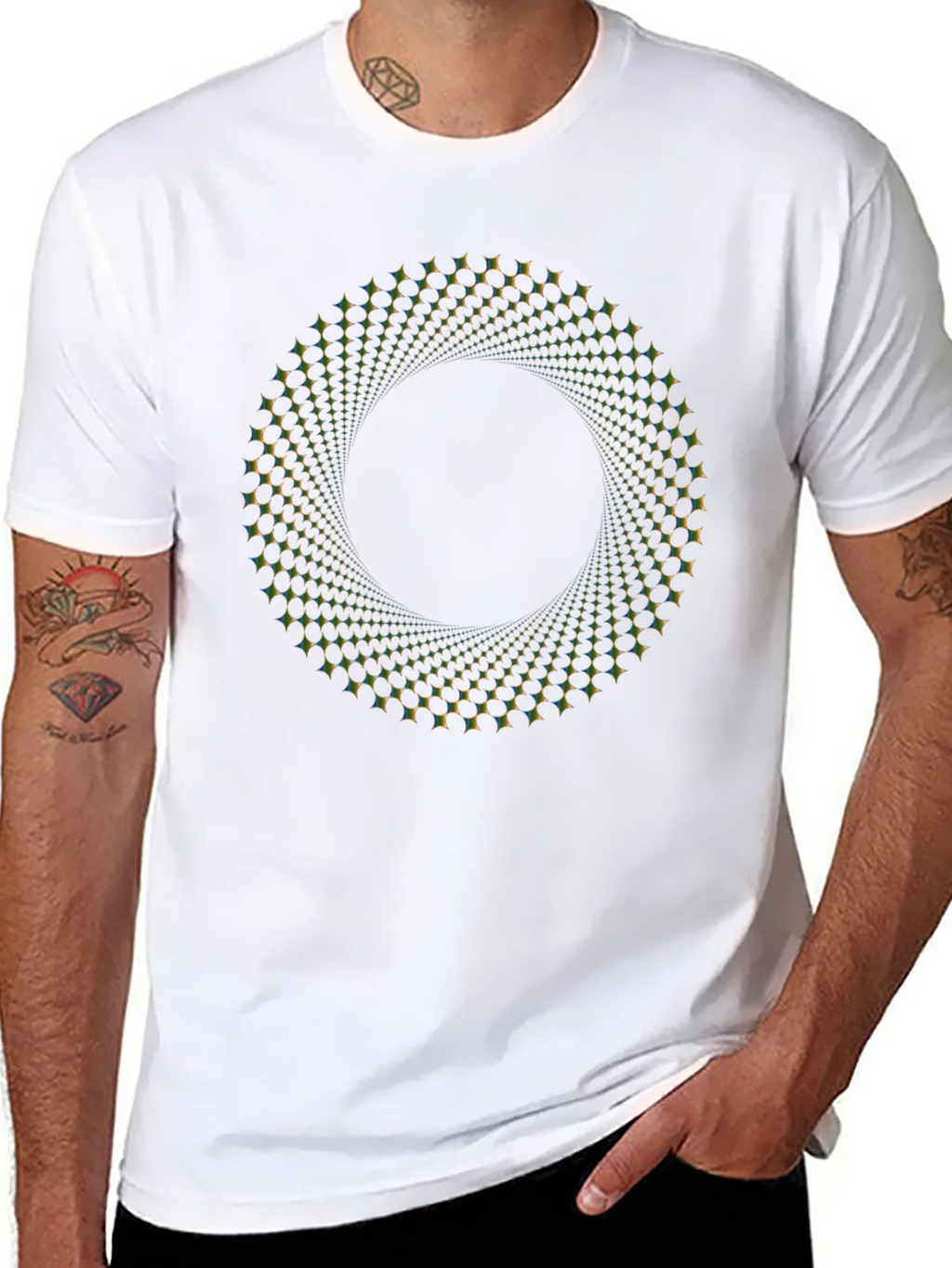 Optical Illusion Vortex Circle Black T-Shirt