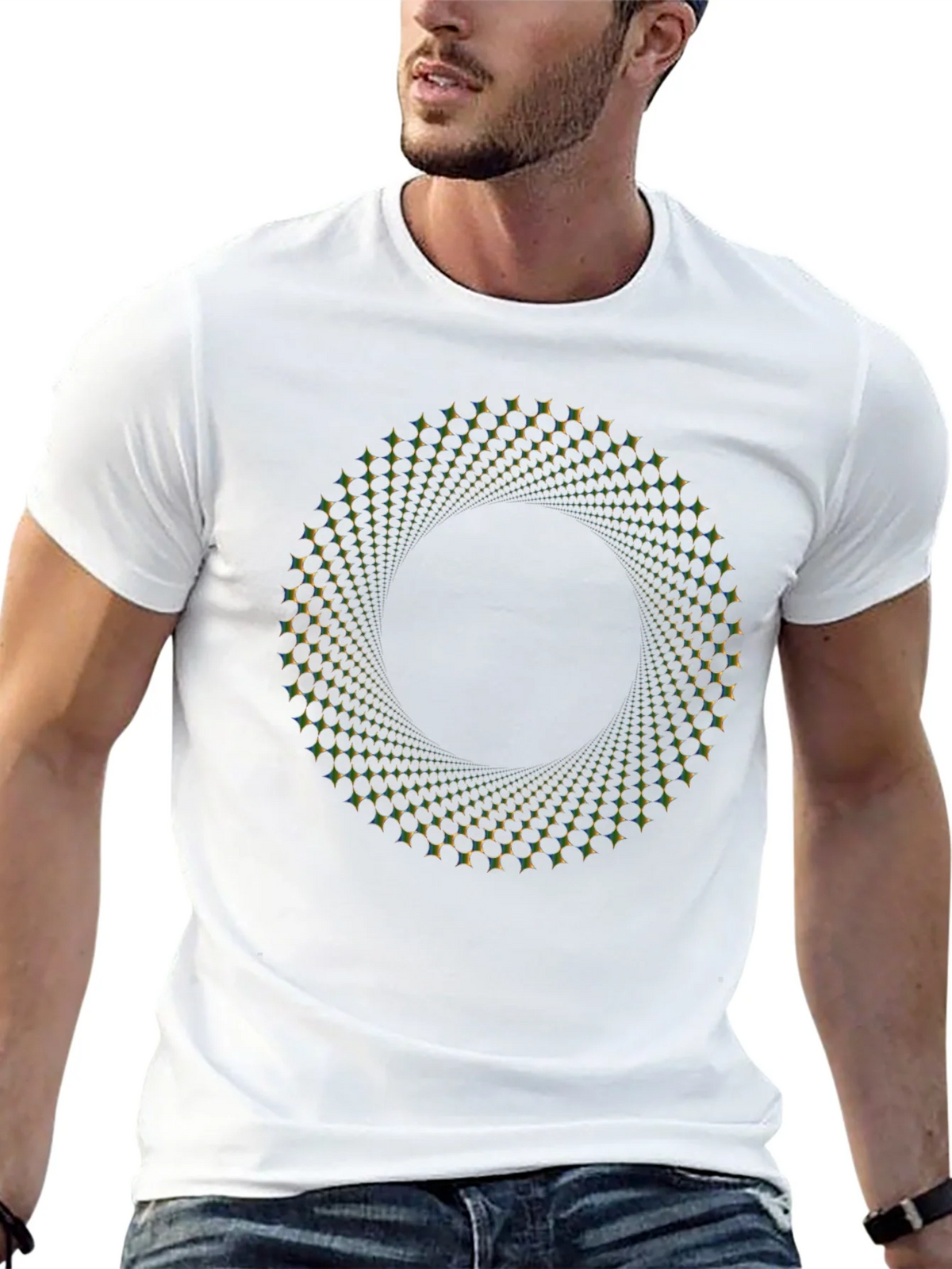 Optical Illusion Vortex Circle Black T-Shirt