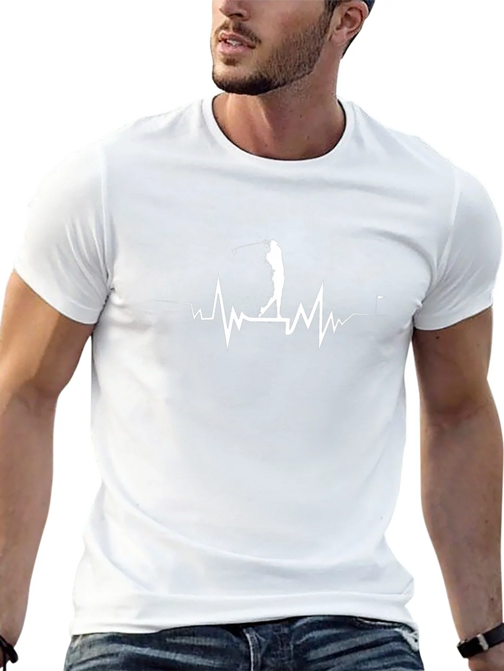 Golf Heartbeat T-Shirt - Black Graphic Tee