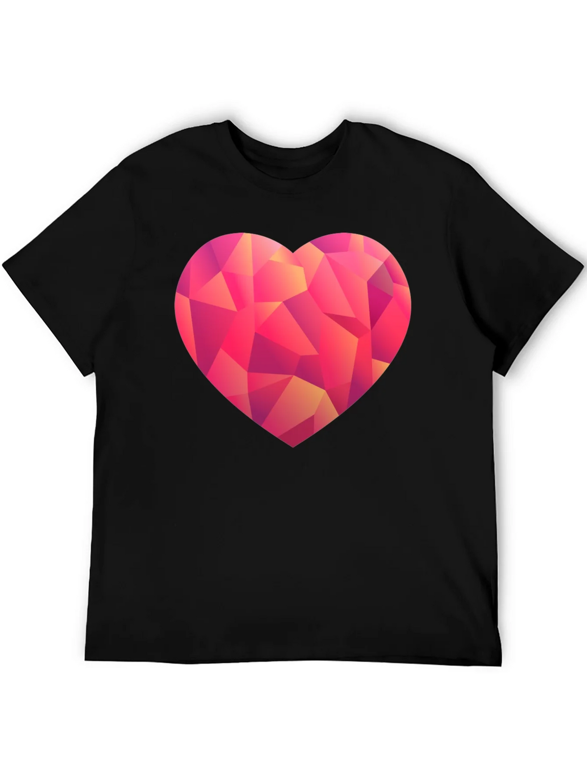 Geometric Heart Print Black T-Shirt