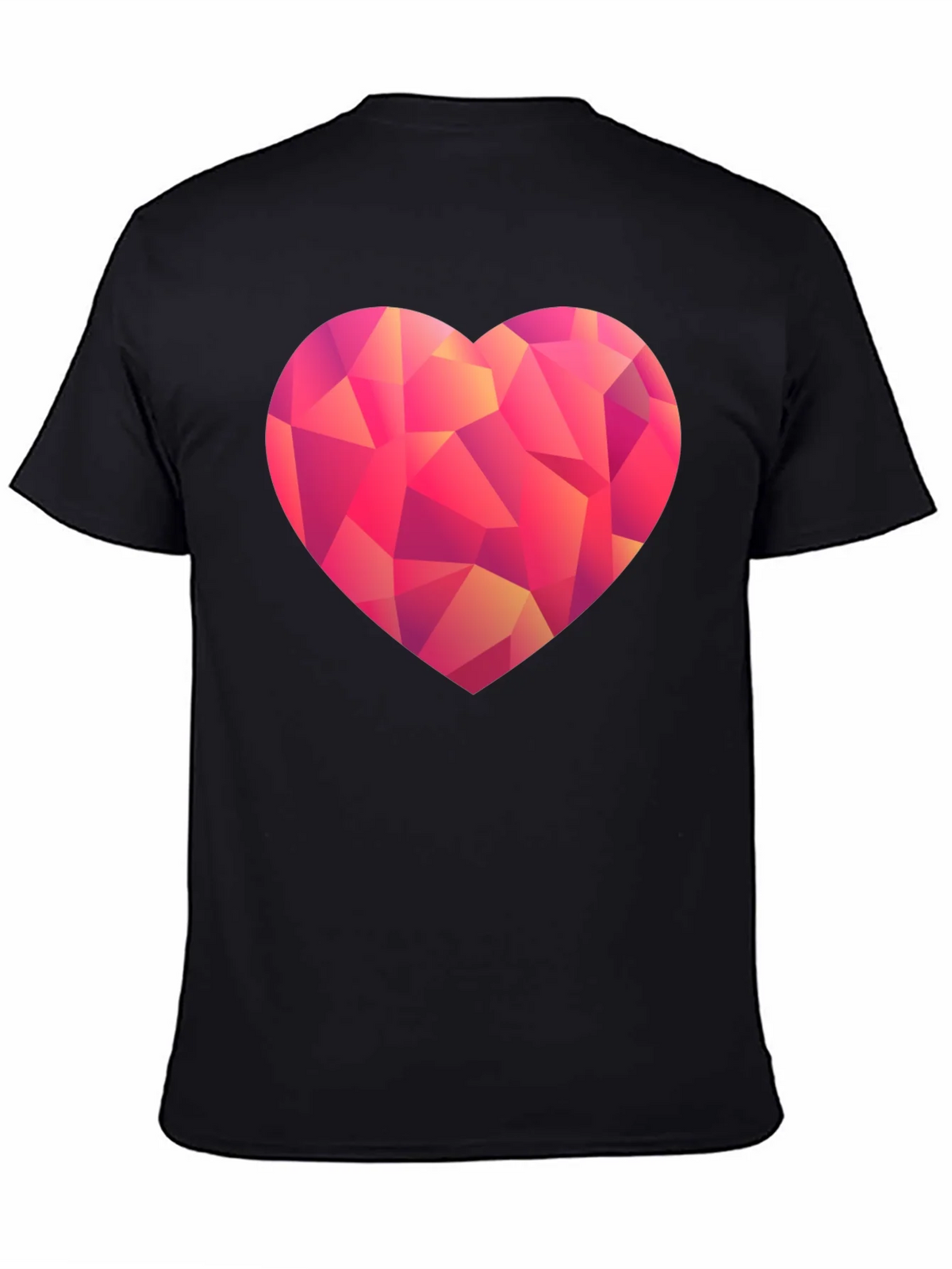 Geometric Heart Print Black T-Shirt