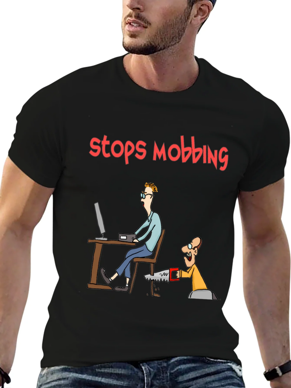 Stops Mobbing Funny Graphic T-Shirt