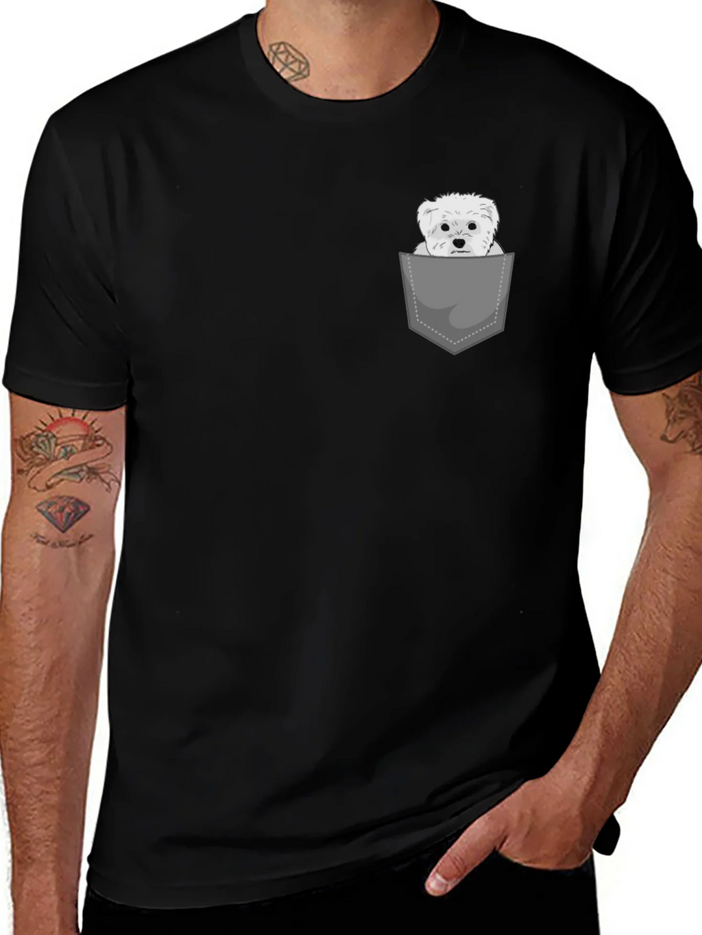 Pocket Dog Tee - Cute Maltese Graphic T-Shirt