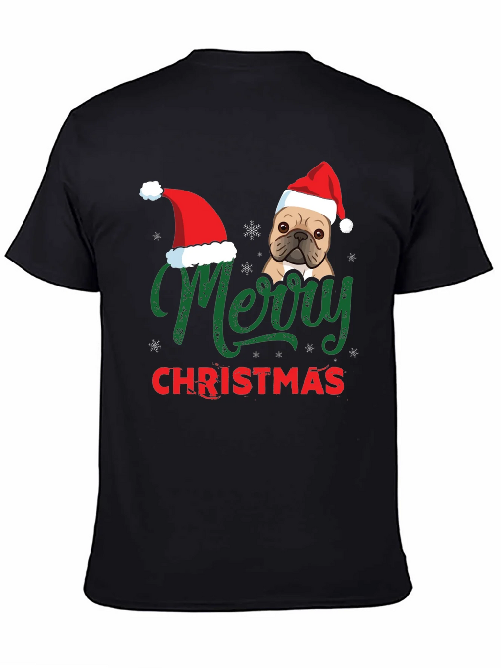 Merry Christmas Dog Santa Hat Graphic T-Shirt