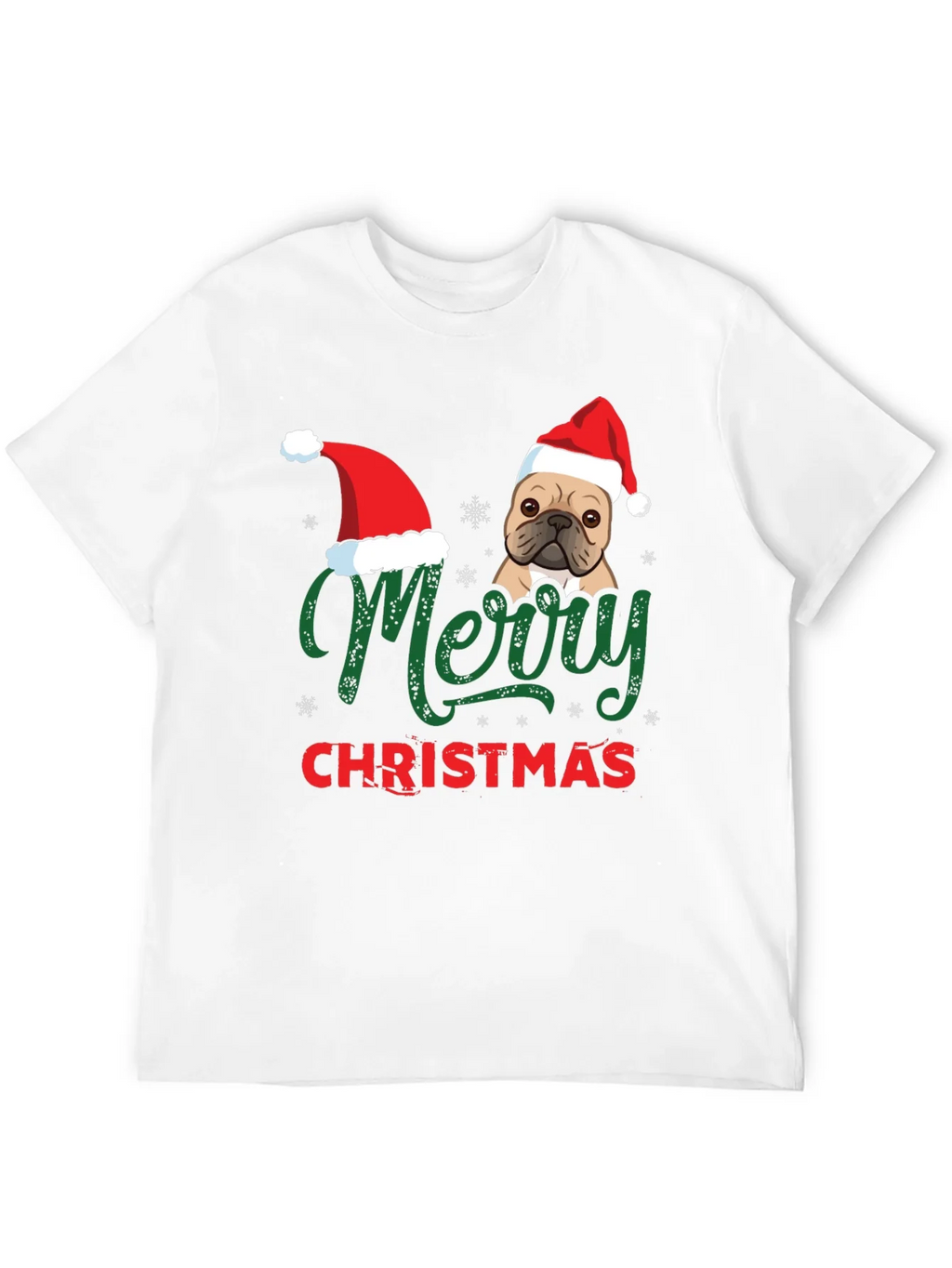 Merry Christmas Dog Santa Hat Graphic T-Shirt
