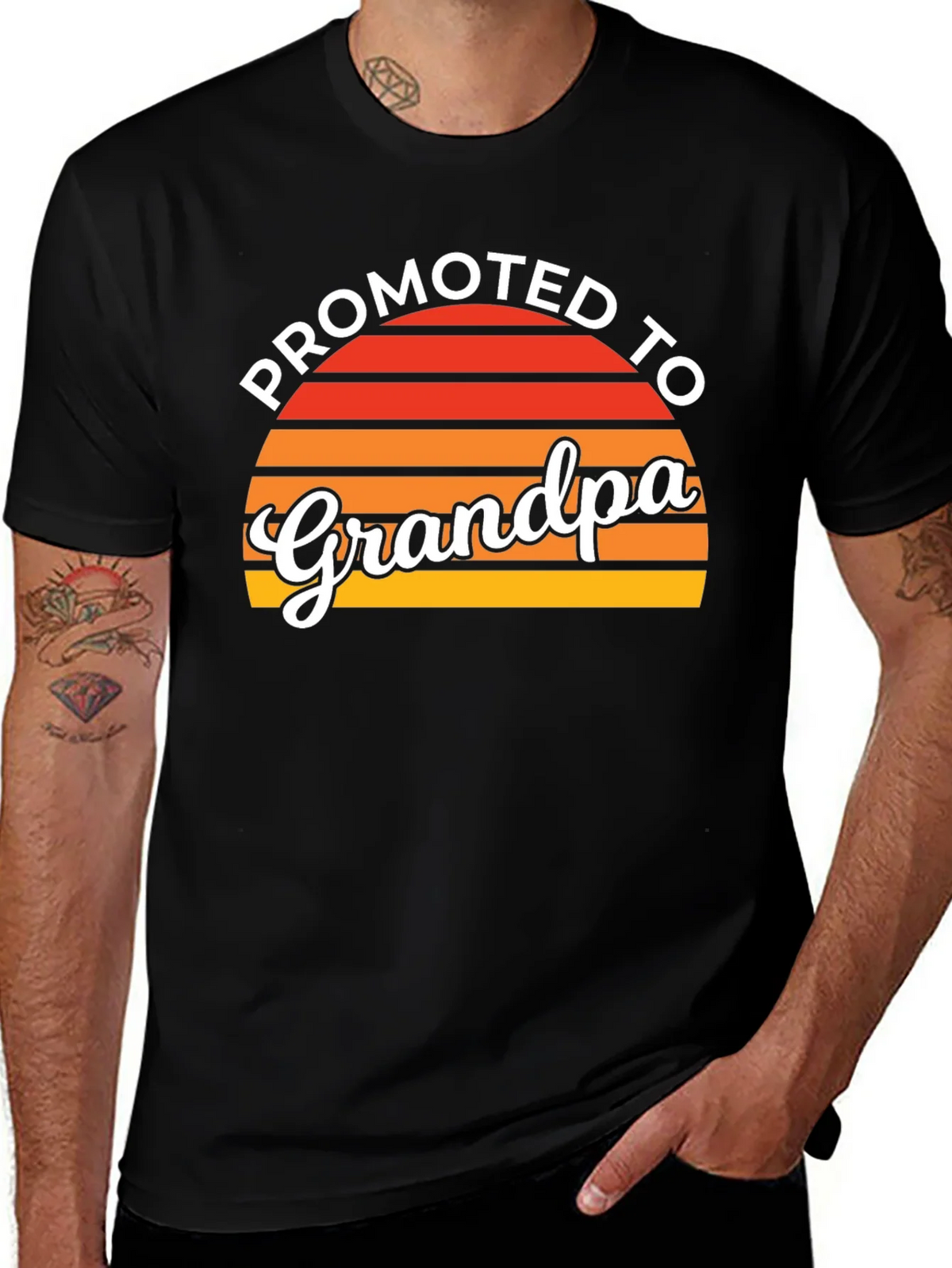 Promoted to Grandpa Graphic Tee - Retro Sunset Style