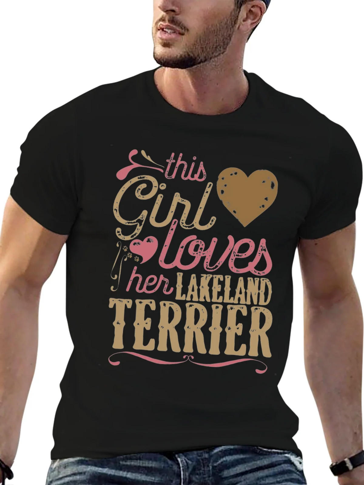 Girl Loves Lakeland Terrier Tee - Black