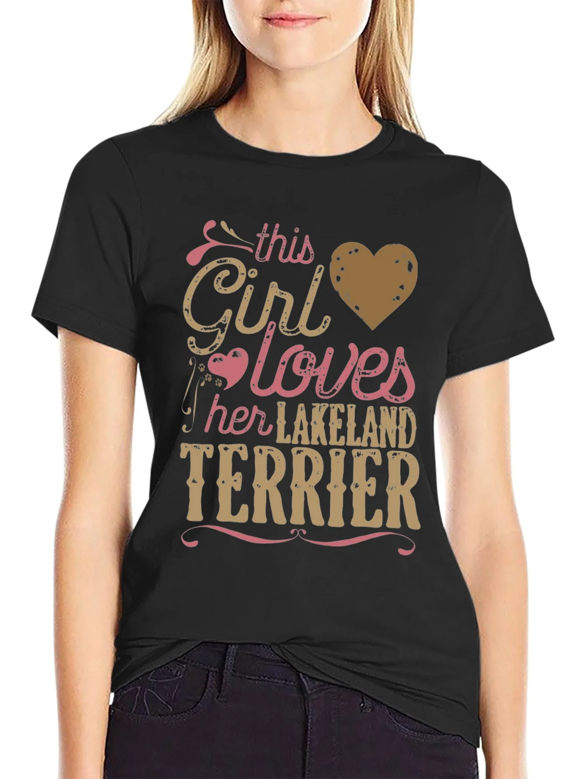 Girl Loves Lakeland Terrier Tee - Black