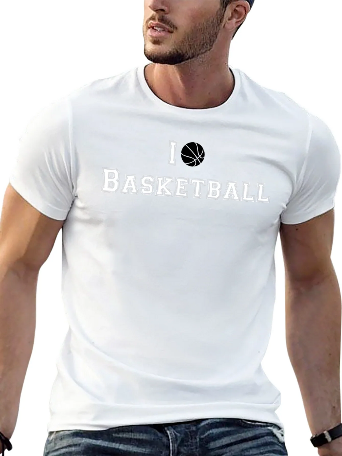 I Love Basketball Black Graphic T-Shirt
