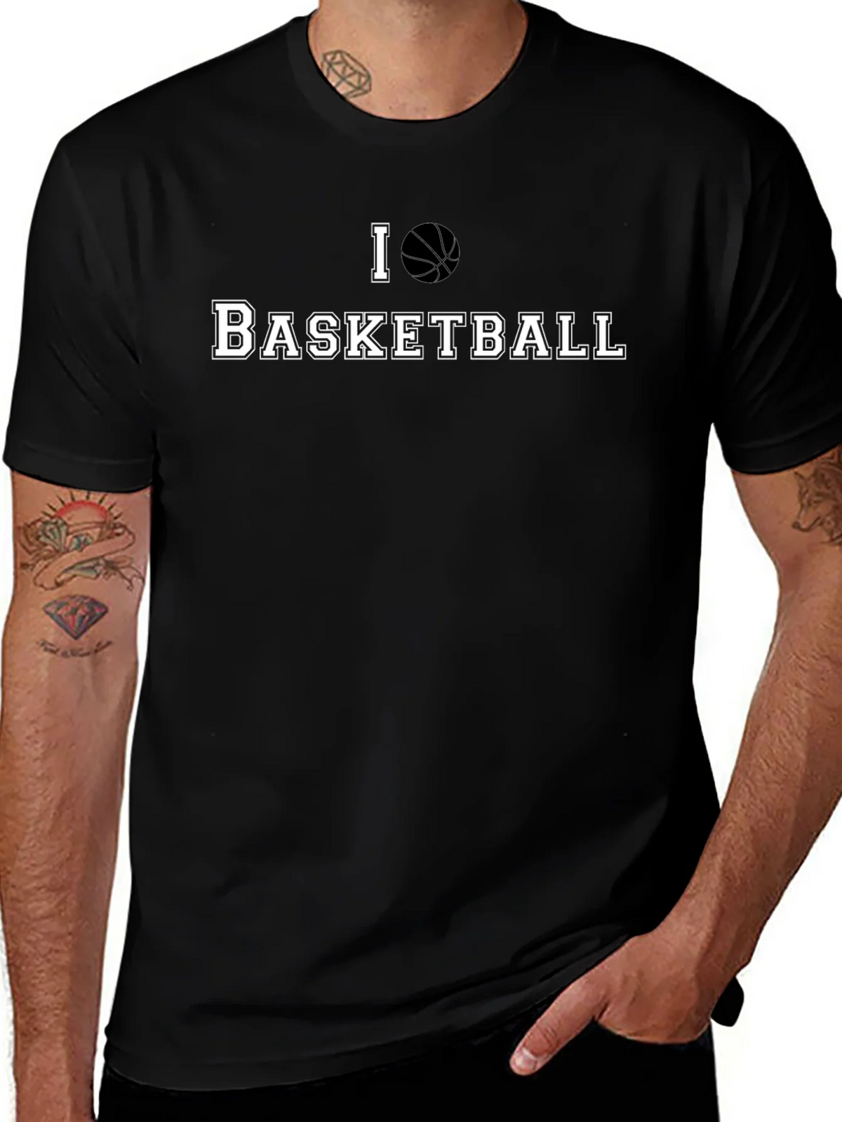 I Love Basketball Black Graphic T-Shirt