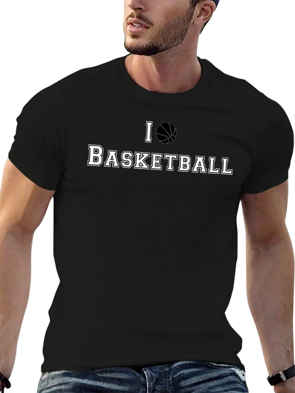 I Love Basketball Black Graphic T-Shirt