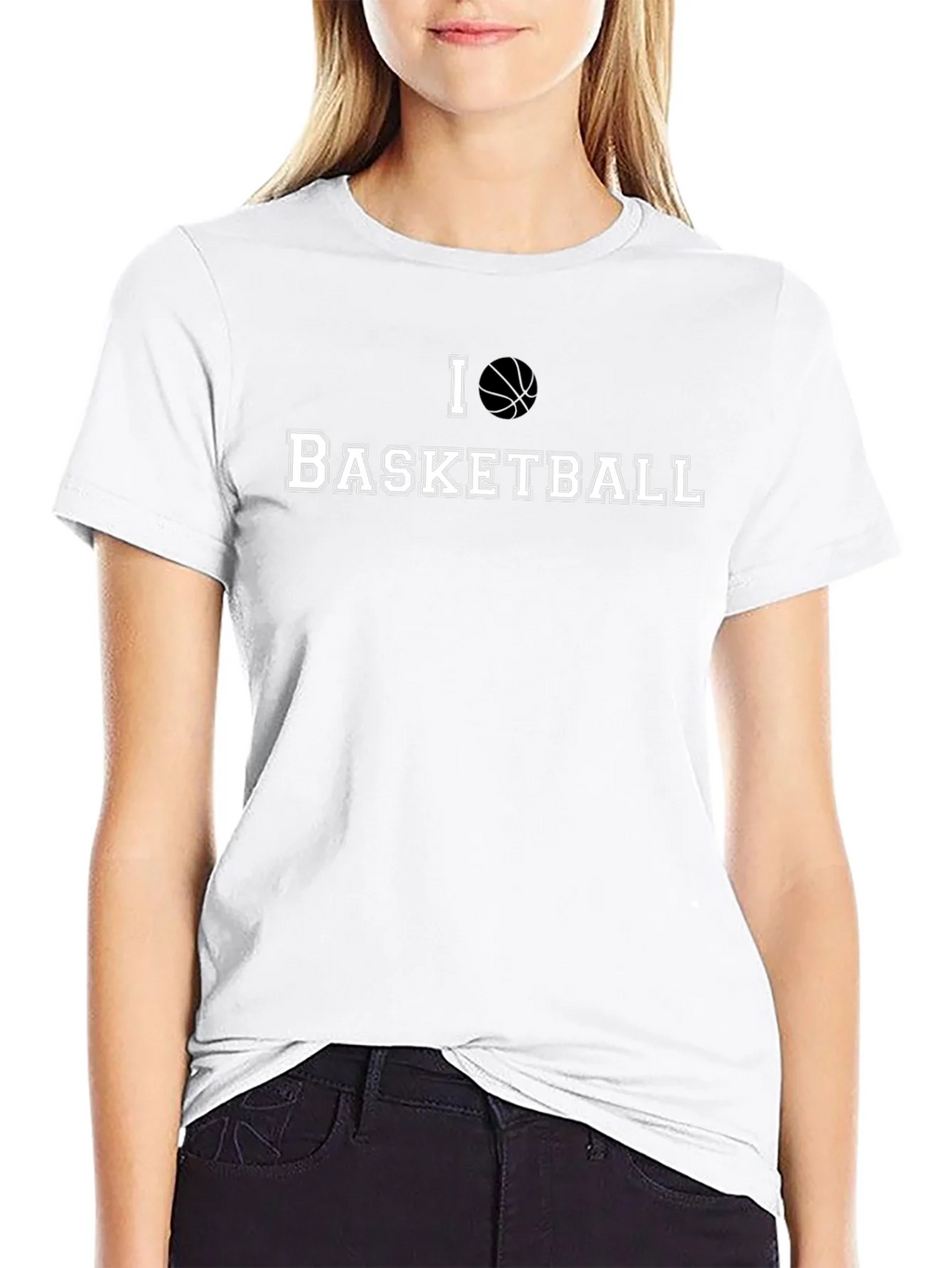 I Love Basketball Black Graphic T-Shirt