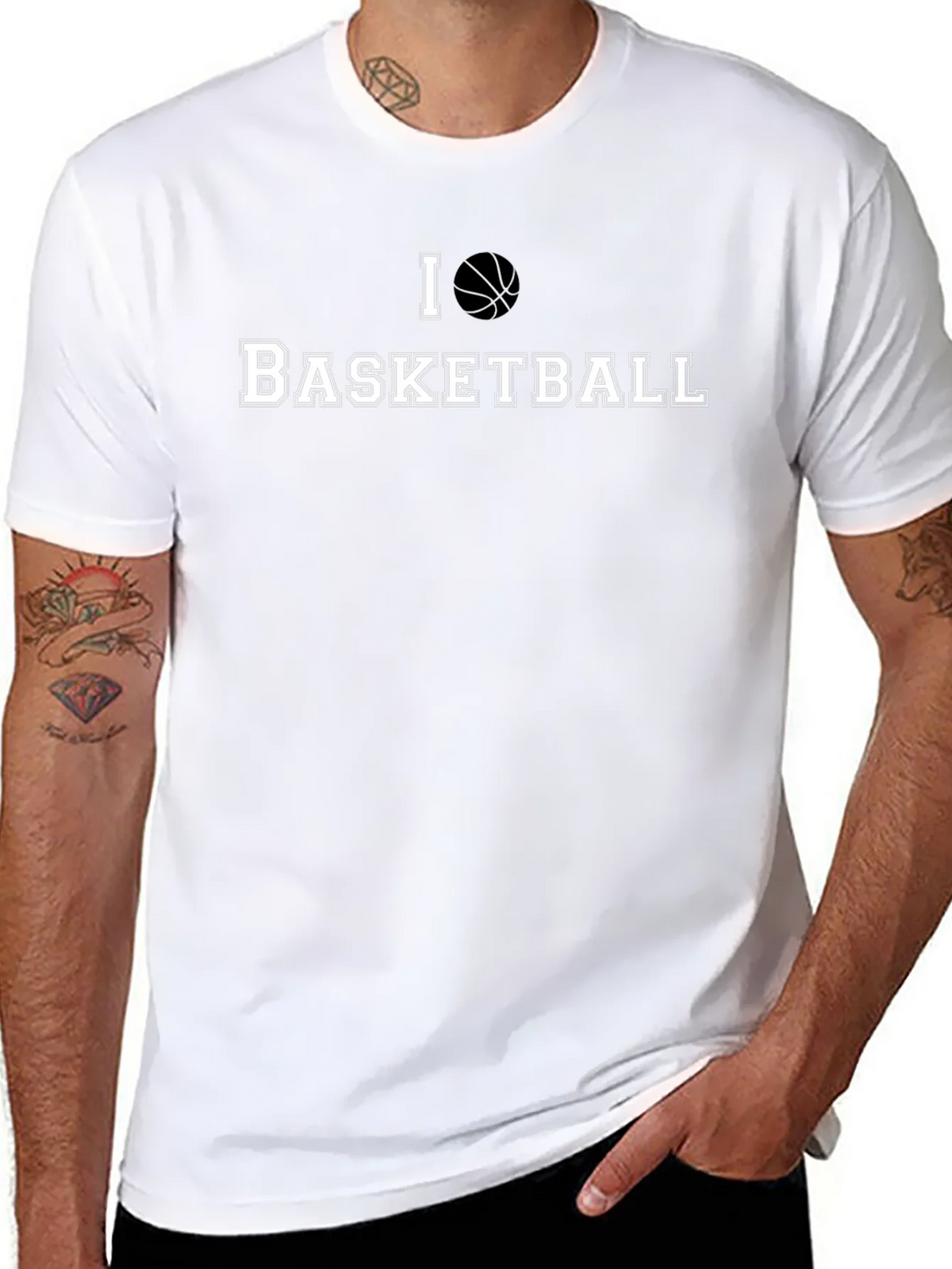 I Love Basketball Black Graphic T-Shirt