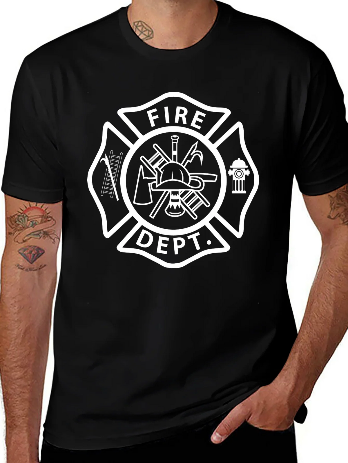 Fire Dept. Emblem Black T-Shirt