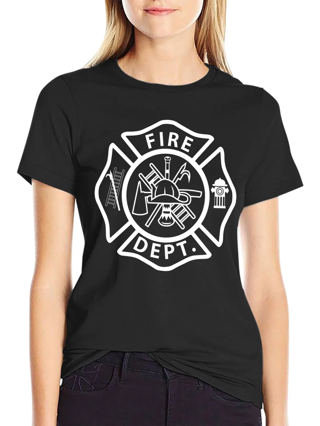 Fire Dept. Emblem Black T-Shirt