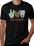 Peace Love Dental T-Shirt Black Cotton Casual Graphic Tee