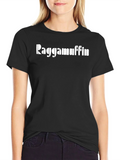Raggamuffin Graphic T-Shirt - Black Casual Cotton Tee