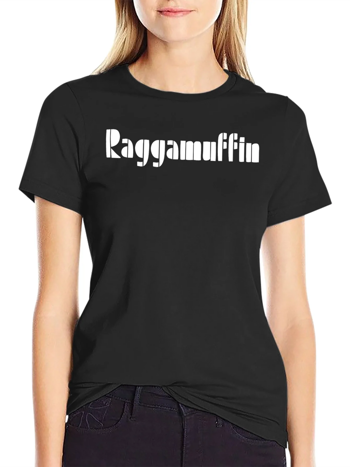Raggamuffin Graphic T-Shirt - Black Casual Cotton Tee