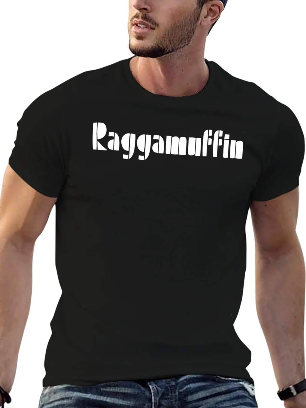 Raggamuffin Graphic T-Shirt - Black Casual Cotton Tee