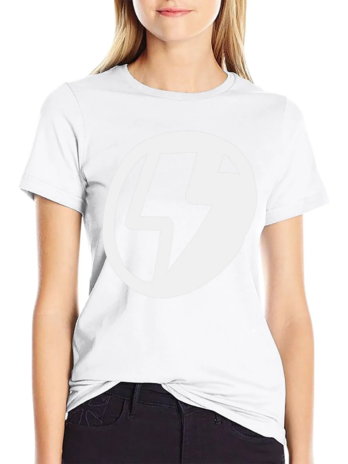 Black T-Shirt with Lightning Bolt Circle Graphic