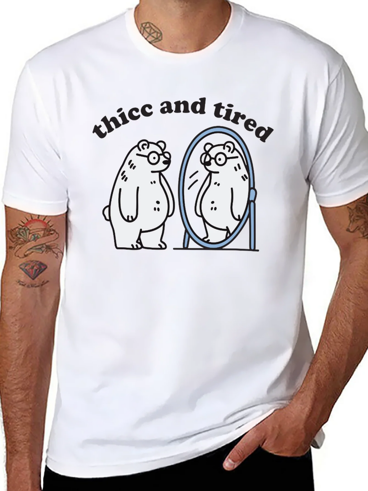 Thicc and Tired Bear T-Shirt - Funny Graphic Tee