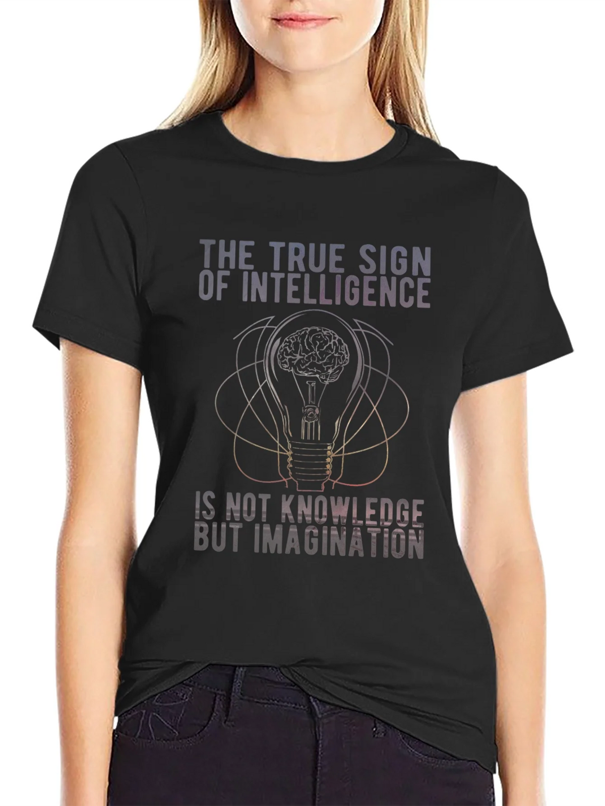 Intelligence Imagination Brain Light Bulb Graphic Tee