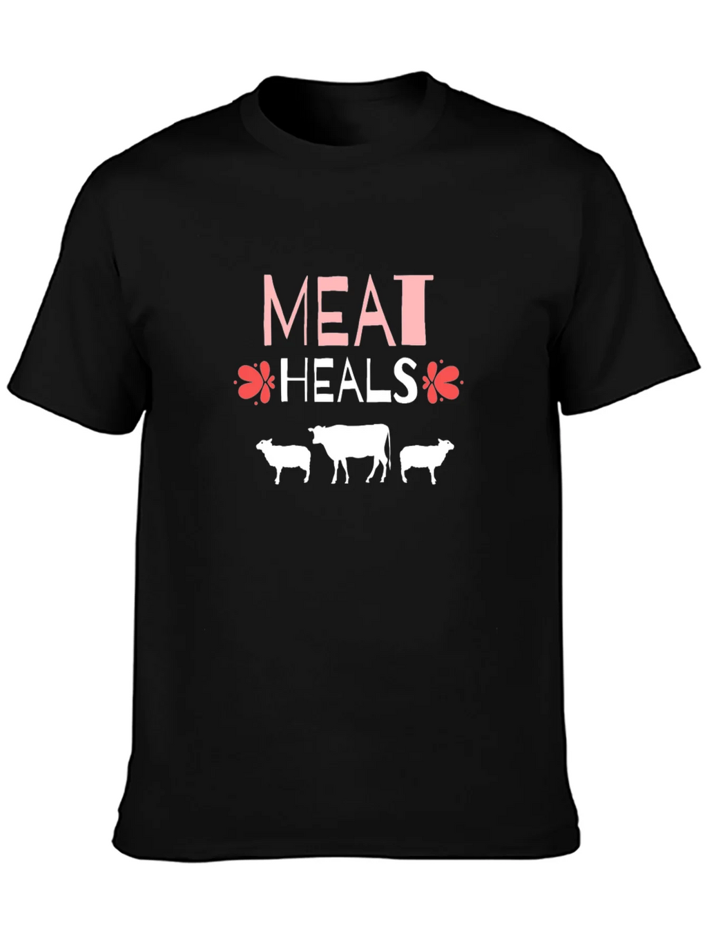 Meat Heals T-Shirt Black Cotton Blend Casual