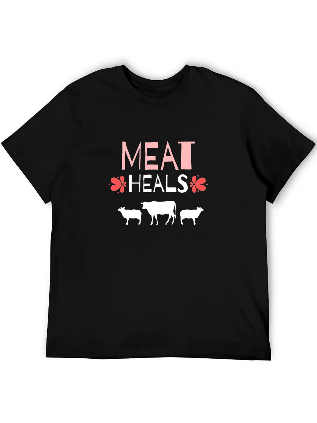 Meat Heals T-Shirt Black Cotton Blend Casual