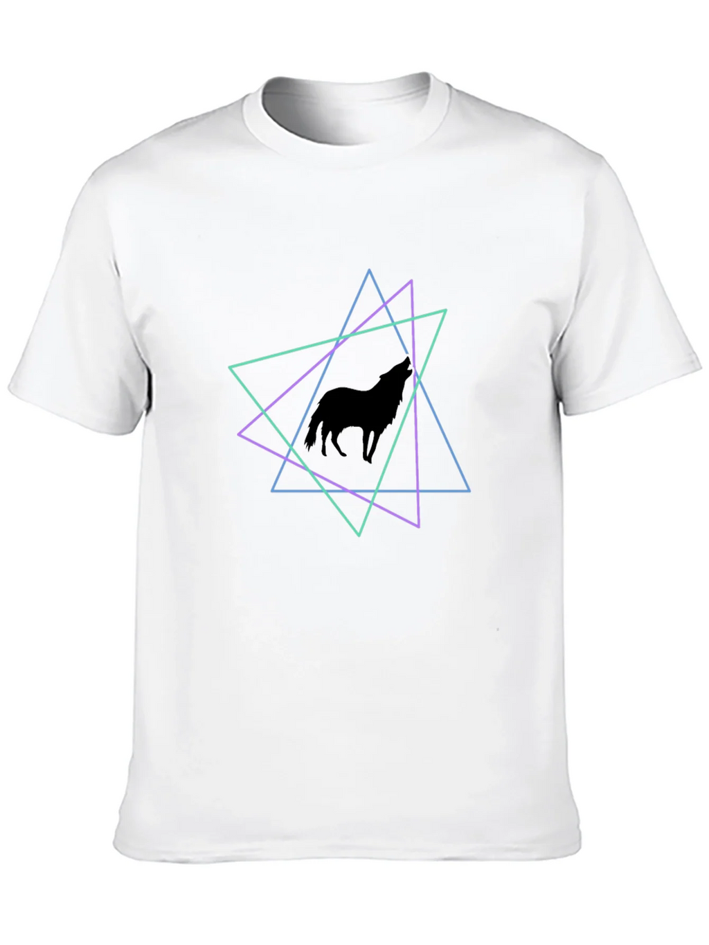 Geometric Wolf T-Shirt - Black