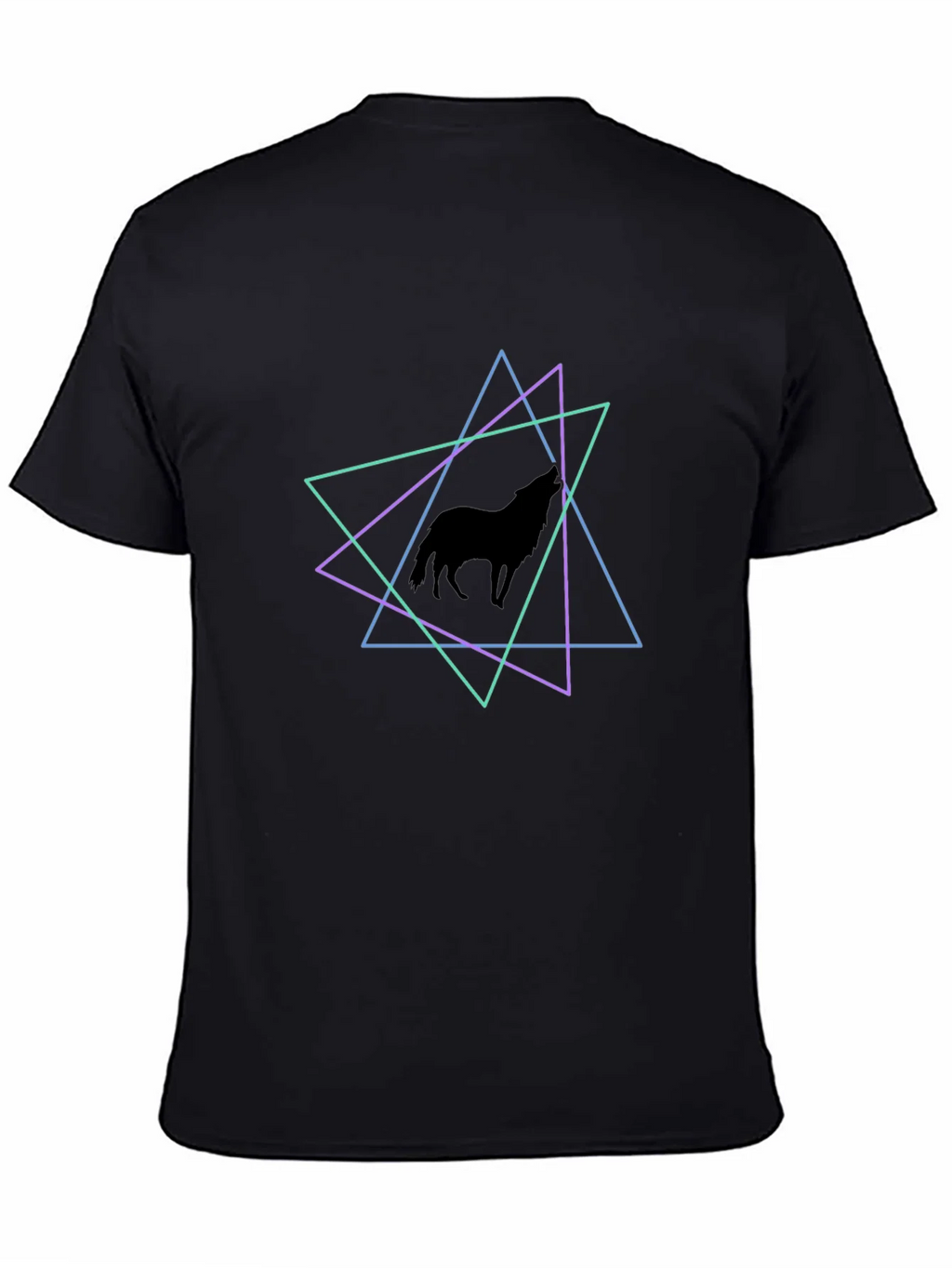 Geometric Wolf T-Shirt - Black