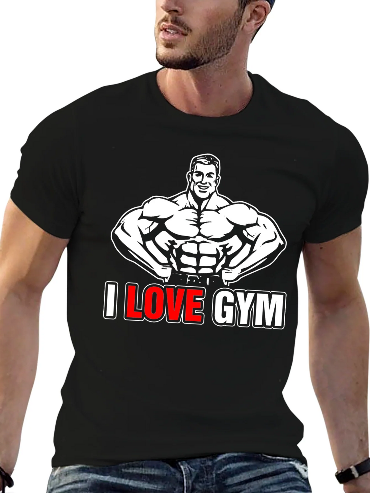 I Love Gym Black Graphic T-Shirt
