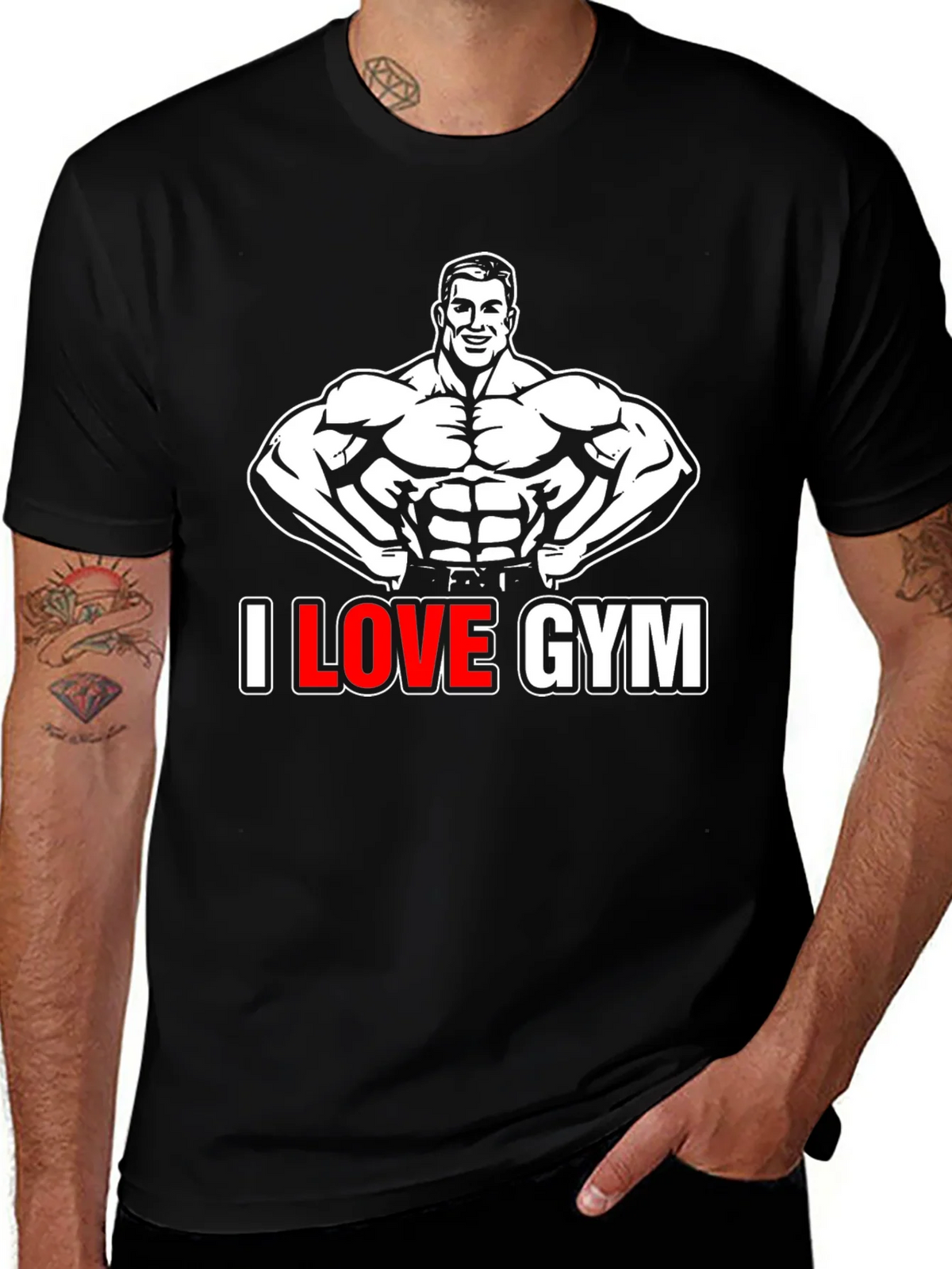 I Love Gym Black Graphic T-Shirt