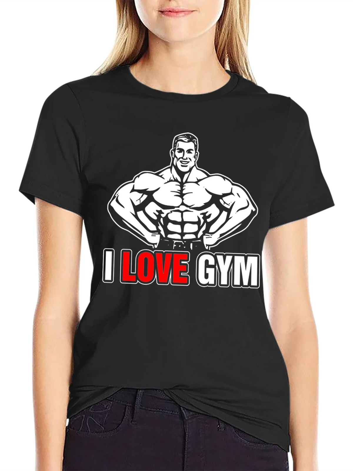 I Love Gym Black Graphic T-Shirt